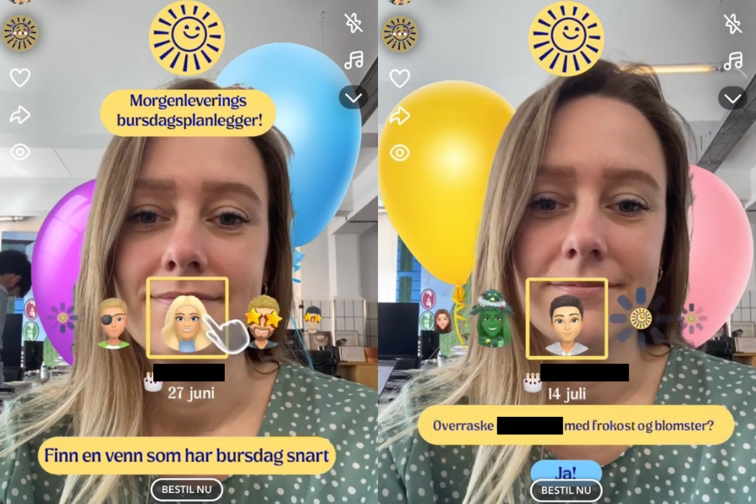 Fødselsdagsplanlægger lense i Snapchat