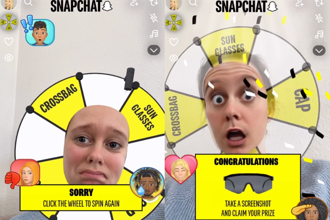 AR-lykkehjul til roadshow I Snapchat